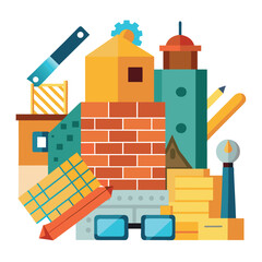 Fototapeta premium Versatile Building Materials Vector Design Illustration