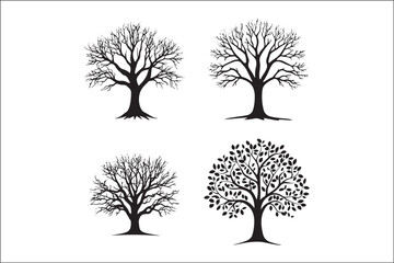 Obraz premium Premium Black Tree Vector Silhouette for Designers 