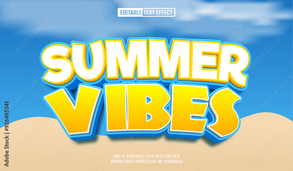Poster editable 3d text style effect - summer vibes text effect template