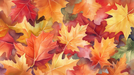 Fototapeta premium Clip art background wallpaper of autumn leaves