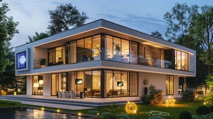 smart home , modern residential house , innovative home solutions , automated living , safe and sustainable home
