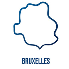 Brussels Capital Region simplified map. Abstract smooth blue gradient linear vector