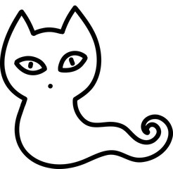 Hand Drawn Doodle Ghost Cat Outline