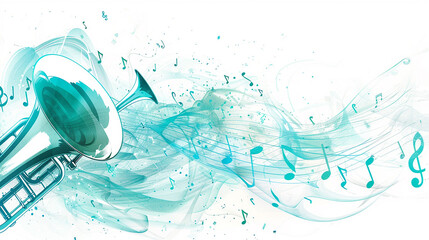 Music background for music notes and horns