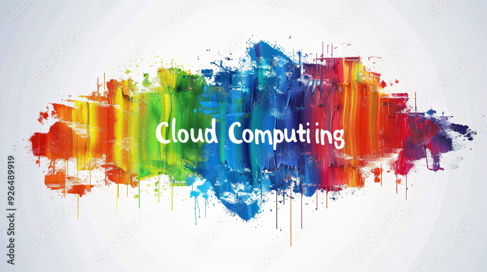 Aufkleber colorful brush strokes are forming an abstract painting with the words cloud computing on it