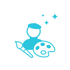 Creator, artist, painter icon  Isolated on white background. From blue icon set