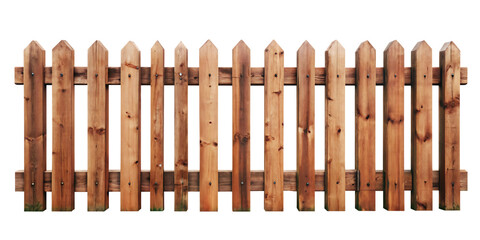  A wooden fence isolated on white background.AI GENERATED