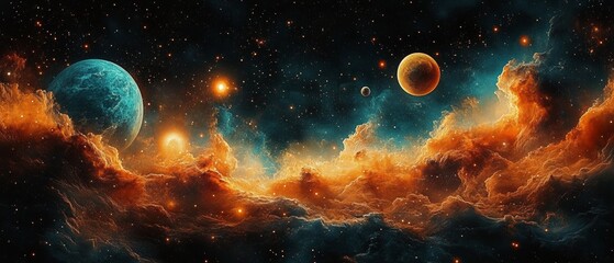 Fototapeta premium Cosmic Curiosities. A Surreal Journey Through the Stars