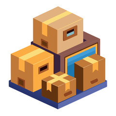 Stacked Cardboard Boxes Vector Design Illustration