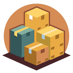 Stacked Cardboard Boxes Vector Design Illustration