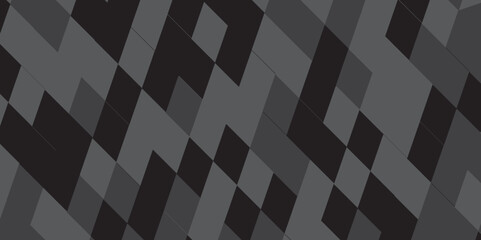 Abstract geometric black and gray background seamless mosaic and low polygon triangle texture wallpaper. Triangle shape retro wall grid pattern geometric ornament tile vector square element.