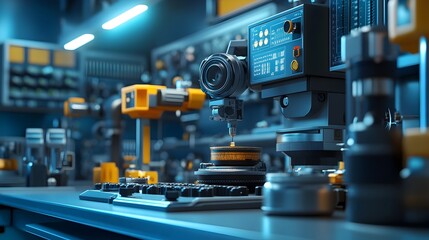 Fototapeta premium Engineer Calibrates Instruments for Precision Measurement and Accuracy in Industrial Workflow