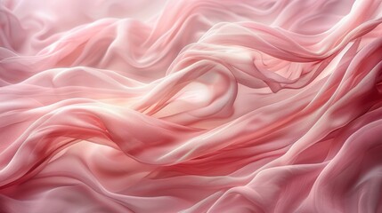 Obraz premium Pink silky fabric draped elegantly in soft folds creates a dreamy texture, illuminated by gentle lighting