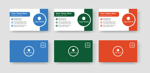 Creative modern simple double-sided business card template. Personal visiting card. Vector illustration.