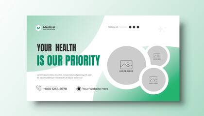 Medical healthcare YouTube thumbnail and web cover banner template	