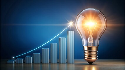 Abstract illustration of a light bulb representing ideas above a rising graph, symbolizing growth and innovation in business 