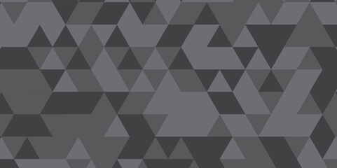 Fototapeta premium Abstract geometric black and gray background seamless mosaic and low polygon triangle texture wallpaper. Triangle shape retro wall grid pattern geometric ornament tile vector square element.