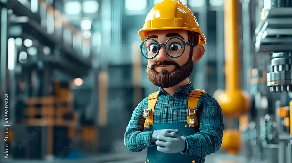 Poster a 3d rendered image of an engineer implementing control measures
