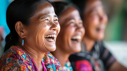 An Asian woman with deep wrinkles and silver hair laughs happily. Her face lights up with true happiness, demonstrating the power of laughter and the beauty of aging gracefully.