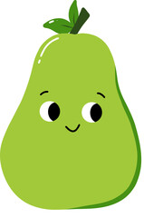 Cute Green Pear Cartoon