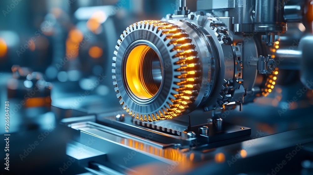 Poster engineer simulating industrial process to predict outcomes with 3d rendering