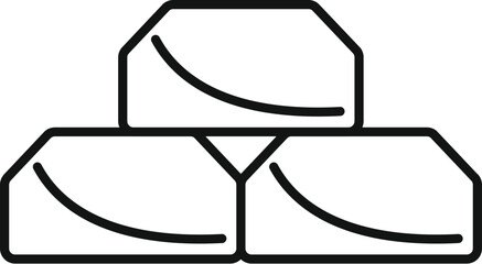 Simple line art icon of three gold bars stacked together, potentially representing wealth, investment, or finance