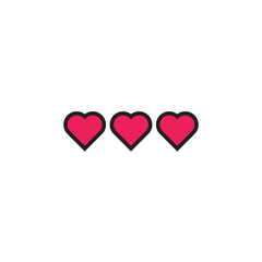 red heart on white, full healt bar vector flat icon illustration. 