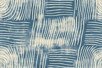 Textured Wallpaper Pattern in Organic Geometric Style with Random Pantone Colors and White Lines Reminiscent of Japanese Bohemian Nordic Boho Woodblock Prints