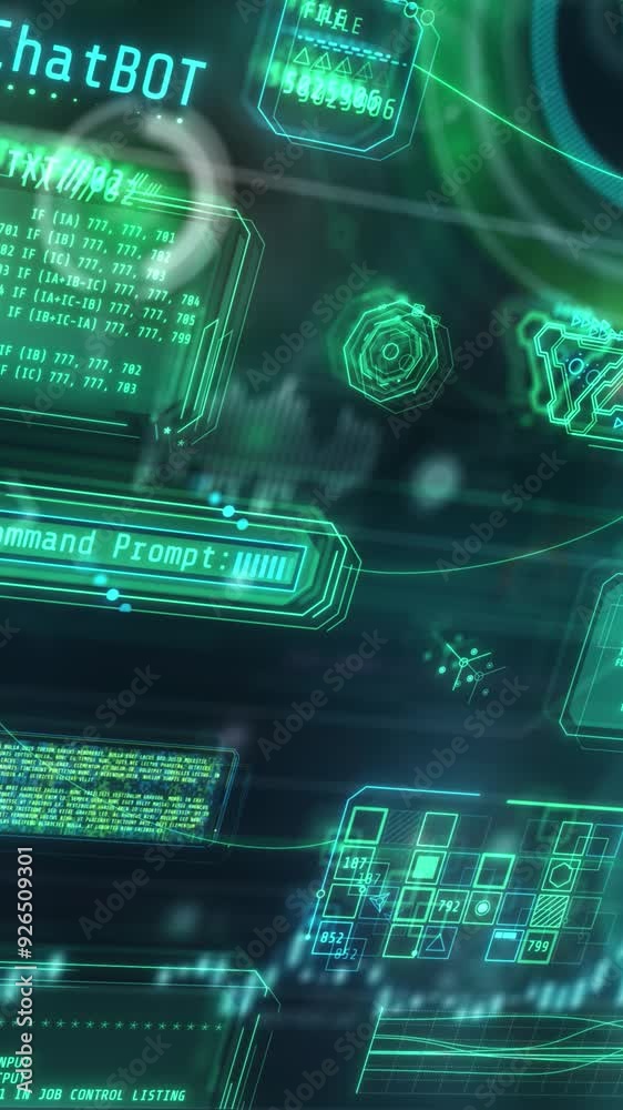 Wall mural animation of the digital world of artificial intelligence.