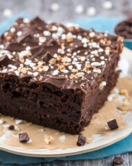 brownie presentation, dessert photography, chocolate treats, brownie plate styling, professional food shots, gourmet brownie plate, rich chocolate dessert, close-up brownies, brownie art photography, 