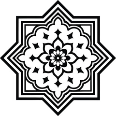 Moroccan pattern illustration black and white