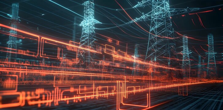 Abstract Electric Power Lines Illustration