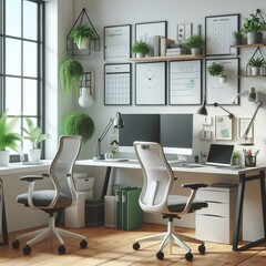 Workplace, office, work at home, modern furniture,
