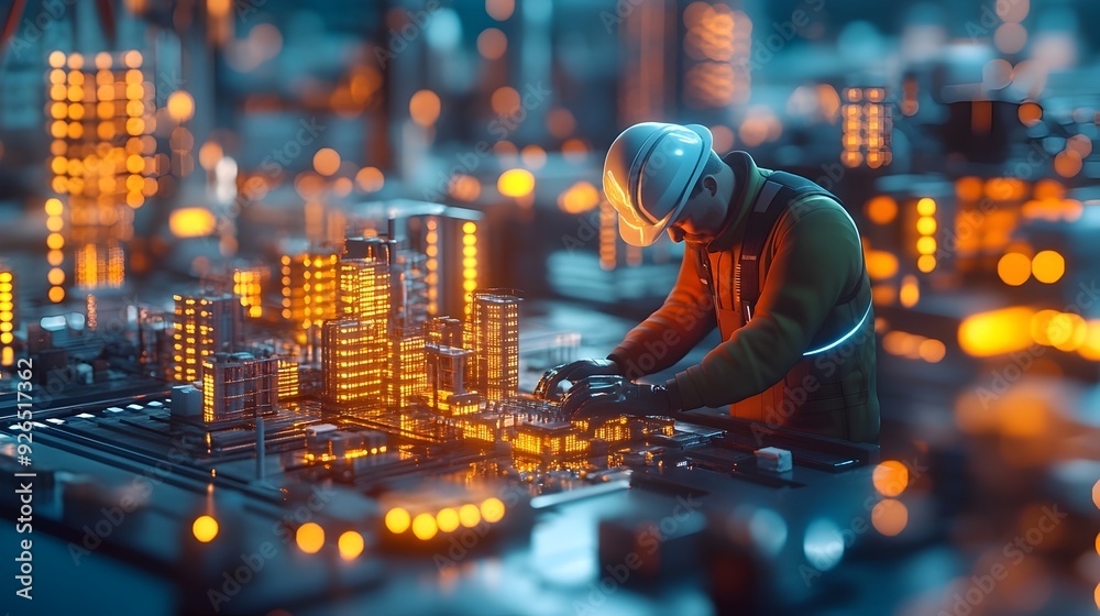 Poster 3d rendering of an engineer optimizing resource allocation for maximum efficiency