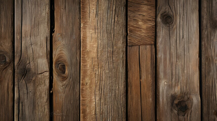 Naklejka premium Rustic Wooden Planks: A close-up texture of weathered, aged wooden planks, showcasing the natural beauty and rustic charm of wood. Perfect for creating a vintage, farmhouse, or industrial aesthetic. 