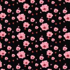 Rose pattern with black background