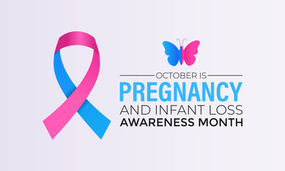 Pregnancy and Infant Loss Awareness Month is observed in October to raise awareness about the emotional and physical challenges. Banner poster, flyer and background design template.Vector illustration
