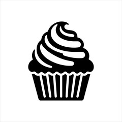 Cup cake vector icon silhouette illustration design on white background.
