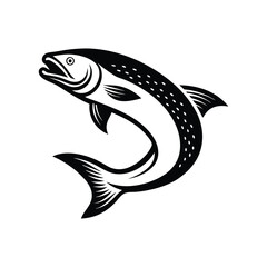 Salmon fish silhouette vector art icon isolated on white background