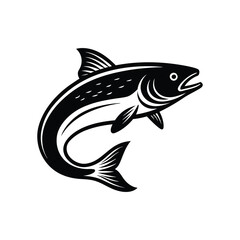 Salmon fish silhouette vector art icon isolated on white background