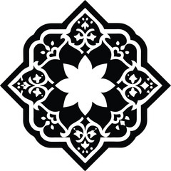 Moroccan pattern illustration black and white