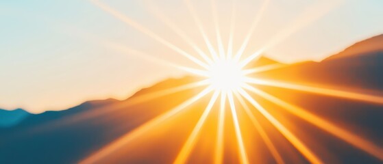 A stunning sunrise casting golden rays over majestic mountains, evoking feelings of tranquility and new beginnings.