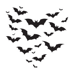 Halloween flying bat  silhouette vector style icon set on a white background