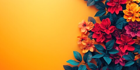 Hispanic Heritage Month Background with vibrant Color and Beautiful Flower Arrangements