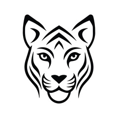 Bold tiger face vector line art illustration, ideal for striking and powerful designs.