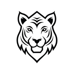 Bold tiger face vector line art illustration, ideal for striking and powerful designs.