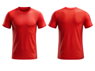 plain red t-shirt mockup design. front and rear view. isolated on transparent background