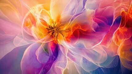 Obraz premium An interplay of light and color gives rise to abstract flower motifs, balancing chaos with beauty.