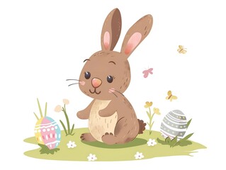 Obraz premium Easter Bunny clipart simple illustration for kids book. AI generated