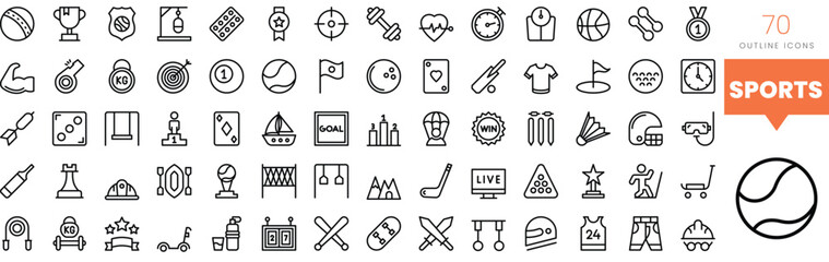 Set of minimalist linear sports icons. Vector illustration